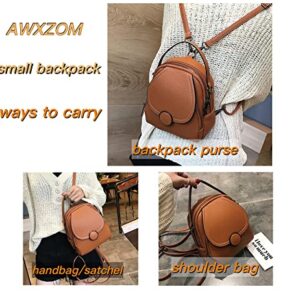 AWXZOM Women's mini Fashion Backpack Purse min cross purses for women, mini backpack for teens (brown)