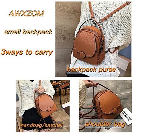 AWXZOM Women's mini Fashion Backpack Purse min cross purses for women, mini backpack for teens (brown)