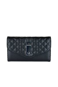 guess women’s quilted organizer large wallet clutch bag – black
