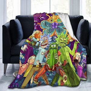 niyoung anime blanket ri-ck and mor-ty ultra soft flannel fleece cartoon throw blankets home decor bedding couch sofa for kids adults gift (60×80 inch, color 10)