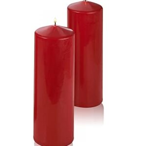 2 Red Pillar Candle 3x9 Unscented Burn Time 90 Hours