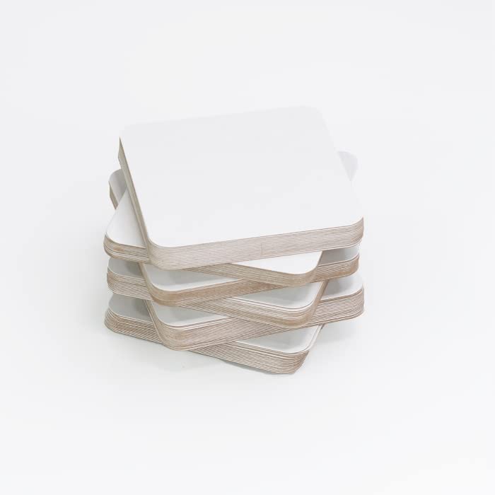 Disposable Square Coasters | White | 4 Inches | Heavyweight Cardboard (100)