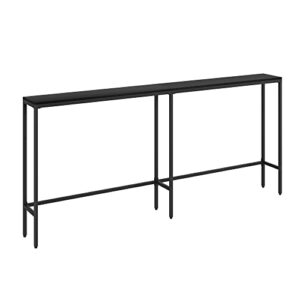 songxin 70.9″ console table,modern extra narrow long sofa table behind couch,skinny entry table with black metal frame for living room, hallway,classic black