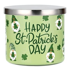 st. patrick’s day candle, luck eucalyptus mint scented candle, large 3 wicks, 14 oz