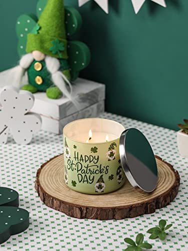 St. Patrick’s Day Candle, Luck Eucalyptus Mint Scented Candle, Large 3 Wicks, 14 oz