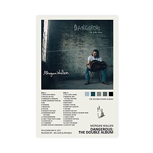 YEZLH Morgan Poster Wallen Dangerous Music Album Cover Signed Limited Edition Canvas Poster Bedroom Decor Sports Landscape Office Room Decor Gift Unframe: 12x18inch(30x45cm)