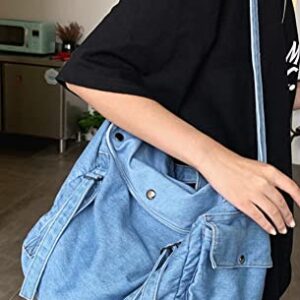 Denim Shoulder Bag for Women Men Large Hobo Bag Crossbody Bag Tote Handbag Messenger Bag Purse Satchel Fashion Bags