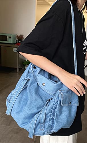 Denim Shoulder Bag for Women Men Large Hobo Bag Crossbody Bag Tote Handbag Messenger Bag Purse Satchel Fashion Bags