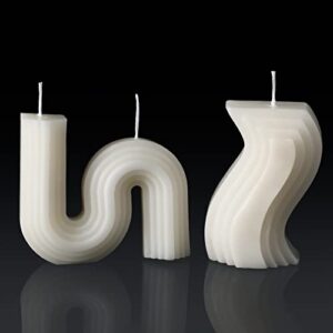 2 pcs twist candles aesthetic cool candle trendy candles minimalist geometric shaped candles s shaped decoration art candle soy wax candle funky scented white candle for christmas birthday wedding