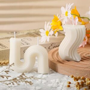 2 Pcs Twist Candles Aesthetic Cool Candle Trendy Candles Minimalist Geometric Shaped Candles S Shaped Decoration Art Candle Soy Wax Candle Funky Scented White Candle for Christmas Birthday Wedding