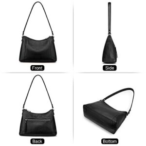 S-ZONE Small Leather Purses for Women Shoulder Hobo Bags and Handbags with Outside Pocket