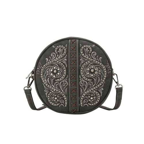 Montana West Western Purses for Women Crossbody Bag Circle Round Bag Vintage Shoulder Handbag MW1076-118BK