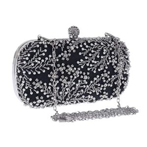 YLLWH Women's Clutch Bag Crystal Pearl Clutch Purse Handbag Embroidery Evening Bag Wedding Bag for Bridal Shoulder Bag