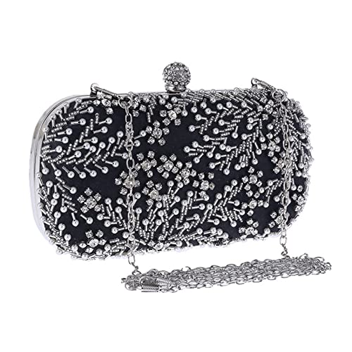 YLLWH Women's Clutch Bag Crystal Pearl Clutch Purse Handbag Embroidery Evening Bag Wedding Bag for Bridal Shoulder Bag