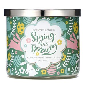 easter candle, spring jasmine scented candle, large 3 wicks, 14 oz
