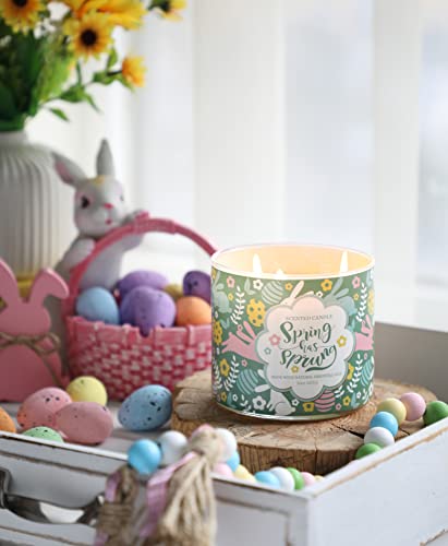 Easter Candle, Spring Jasmine Scented Candle, Large 3 Wicks, 14 oz