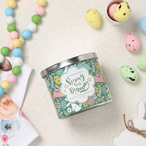 Easter Candle, Spring Jasmine Scented Candle, Large 3 Wicks, 14 oz