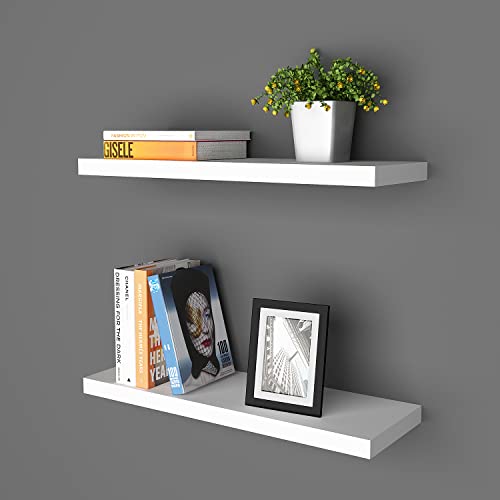 JOLLYMER White Flating Shelf for Living Room, Bedroom and Bathroom