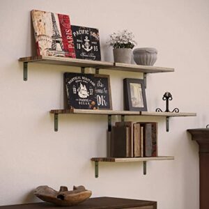 RICHER HOUSE Floating Wall Shelves, Rustic Wood Bathroom Shelves Set of 5, Farmhouse Style Floating Shelf for Wall Décor, Hanging Shelves for Bedroom, Storage, Kitchen, Living Room - Carbonized Black