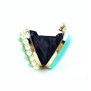 YLLWH Diamond Clutch Bags for Women Pearl Beading Handbag Bling Green Rhinestone Women's Evening Bags Wedding