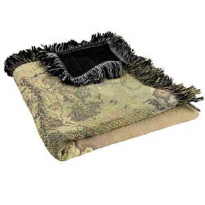 LOGOVISION The Lord of The Rings Blanket, 50"x60" Map of Middle Earth Woven Tapestry Cotton Blend Fringed Throw Blanket