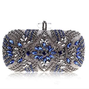 yllwh women clutch party blue evening bag wedding purse crystal chain shoulder bag rhinestone female clutch