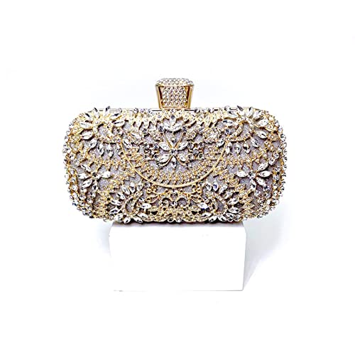 YLLWH Evening Clutch Bag for Women Wedding Golden Clutch Purse Chain Shoulder Bag Small Party Handbag with Metal Handle