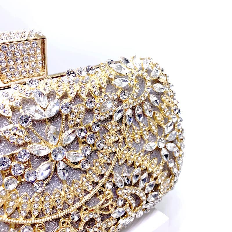 YLLWH Evening Clutch Bag for Women Wedding Golden Clutch Purse Chain Shoulder Bag Small Party Handbag with Metal Handle