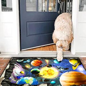 3D Outer Space Area Rugs, Universe Galaxy Starry Floor Mats, Colorful Planet Printed Throw Rugs for Kids Bedroom Living Room Soft Carpets, 2'×3'