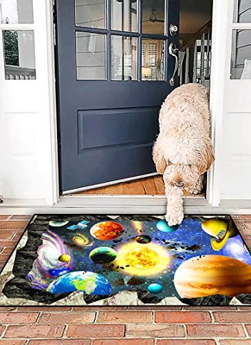 3D Outer Space Area Rugs, Universe Galaxy Starry Floor Mats, Colorful Planet Printed Throw Rugs for Kids Bedroom Living Room Soft Carpets, 2'×3'