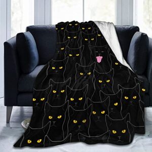 black cat blanket throw flannel fleece ultra soft blanket for couch sofa bed 80″x60″