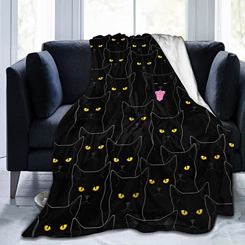 Black Cat Blanket Throw Flannel Fleece Ultra Soft Blanket for Couch Sofa Bed 80"X60"