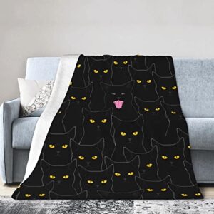 Black Cat Blanket Throw Flannel Fleece Ultra Soft Blanket for Couch Sofa Bed 80"X60"