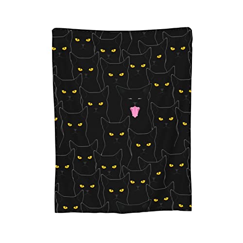 Black Cat Blanket Throw Flannel Fleece Ultra Soft Blanket for Couch Sofa Bed 80"X60"