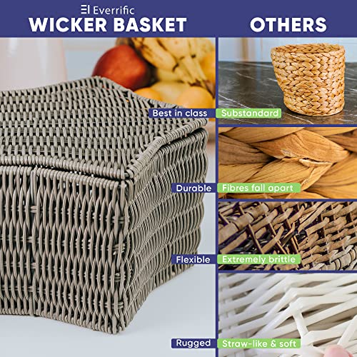 Star-Shaped Gray Wicker Basket with Lid, 10''L x 10''W x 6''H, basket with lid decorative storage, rattan storage basket with lid, decorative basket with lid, woven baskets for storage, small basket