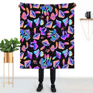 mushrooms flannel throw blanket soft lightweight warm blanket all season sofa blanket can be used in office living room bed suitable for children adults or teenagers 60″x50″ inches