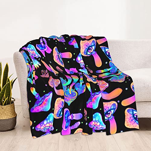 Mushrooms Flannel Throw Blanket Soft Lightweight Warm Blanket All Season Sofa Blanket Can Be Used in Office Living Room Bed Suitable for Children Adults or Teenagers 60"X50" Inches