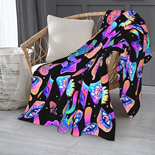 Mushrooms Flannel Throw Blanket Soft Lightweight Warm Blanket All Season Sofa Blanket Can Be Used in Office Living Room Bed Suitable for Children Adults or Teenagers 60"X50" Inches