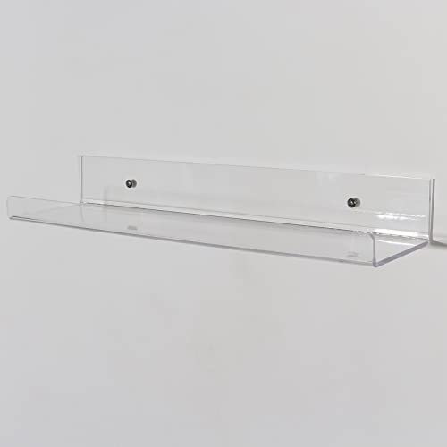 LUOBAO Acrylic 15" Invisible Floating Wall Ledge Display Shelves,Floating Wall Bookshelf,Nail Polish Rack,Wall Mounted Shelf,Clear (4 Pack - 4mm)