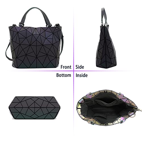 CAFINY Geometric Purse for Women,Geometric Luminous Purses and Handbags,Geometric Bags and Holographic crossbody bag(Medium)