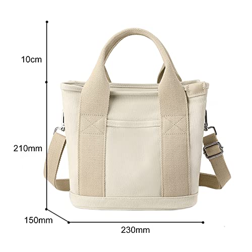 Canvas Tote Bag Mini Handbag Tote Purse with Zipper Women Canvas Crossbody Bag Purse Top Handle Satchel Handbags for Office, School, Travel