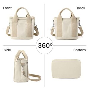 Canvas Tote Bag Mini Handbag Tote Purse with Zipper Women Canvas Crossbody Bag Purse Top Handle Satchel Handbags for Office, School, Travel