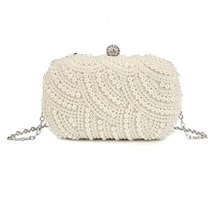 yllwh pearl clutch bags women purse ladies white hand bags evening bags for party wedding shoulder bag