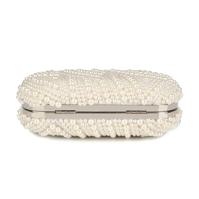 YLLWH Pearl Clutch Bags Women Purse Ladies White Hand Bags Evening Bags for Party Wedding Shoulder Bag