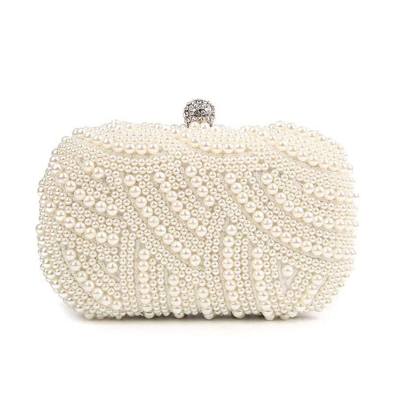 YLLWH Pearl Clutch Bags Women Purse Ladies White Hand Bags Evening Bags for Party Wedding Shoulder Bag