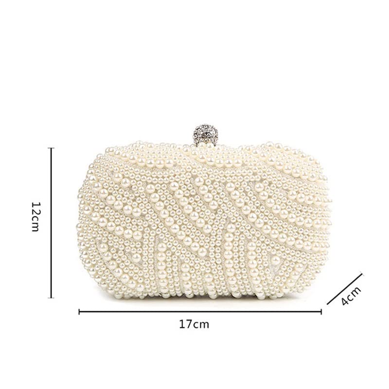 YLLWH Pearl Clutch Bags Women Purse Ladies White Hand Bags Evening Bags for Party Wedding Shoulder Bag