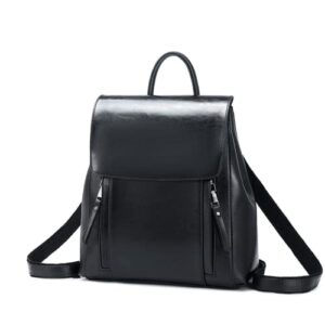 popsewing women’s fashion backpack purses genuine leather backpacks multipurpose design handbags and shoulder bag leather travel bag (black)