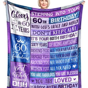 Ciuyxof 60th Birthday Gifts for Women Blanket 60th Birthday Decorations Women Men Throw Blanket Happy 1963 60th Birthday Gift Ideas for her Mom Wife (Sixty, 50 x 60 Inch)