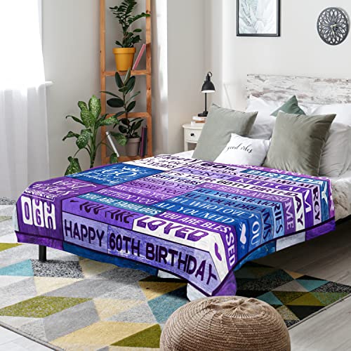 Ciuyxof 60th Birthday Gifts for Women Blanket 60th Birthday Decorations Women Men Throw Blanket Happy 1963 60th Birthday Gift Ideas for her Mom Wife (Sixty, 50 x 60 Inch)