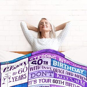 Ciuyxof 60th Birthday Gifts for Women Blanket 60th Birthday Decorations Women Men Throw Blanket Happy 1963 60th Birthday Gift Ideas for her Mom Wife (Sixty, 50 x 60 Inch)